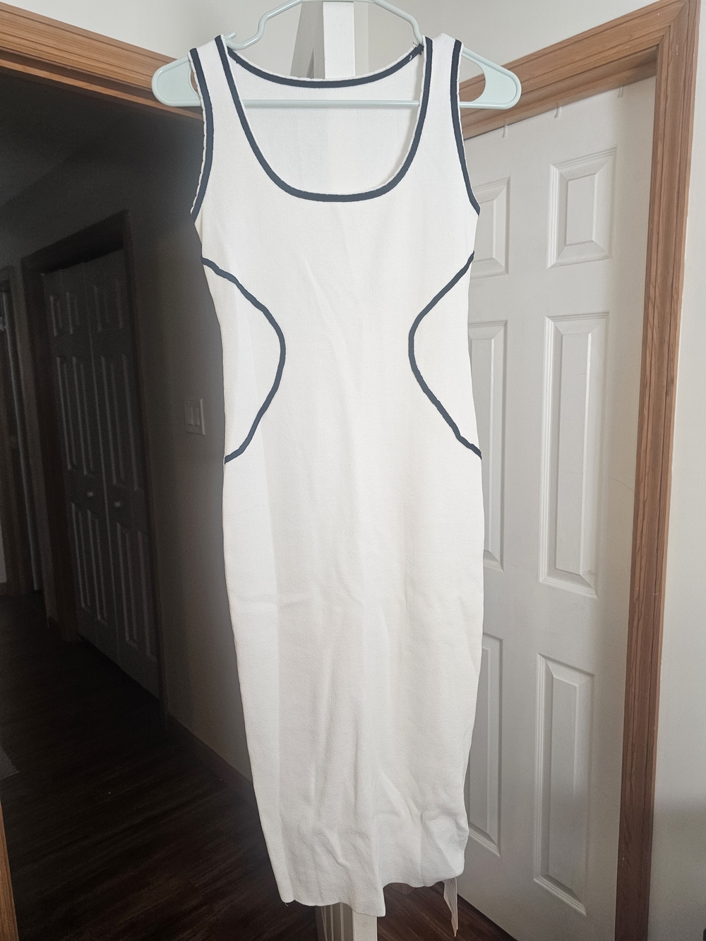 MICAS White Tank Midi Dress with Piping